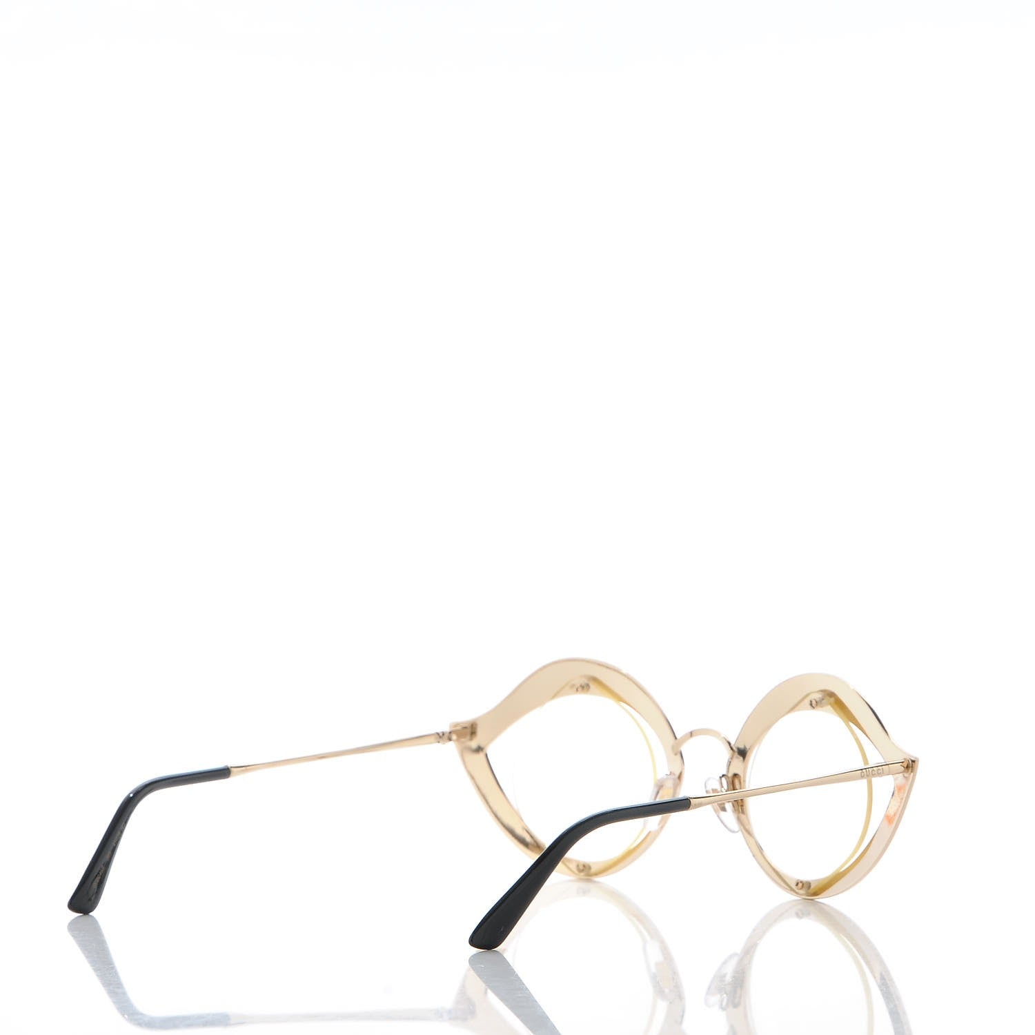 Gucci Metal Crystal Cat Eye Glasses GG0046/S Gold 4 of 7