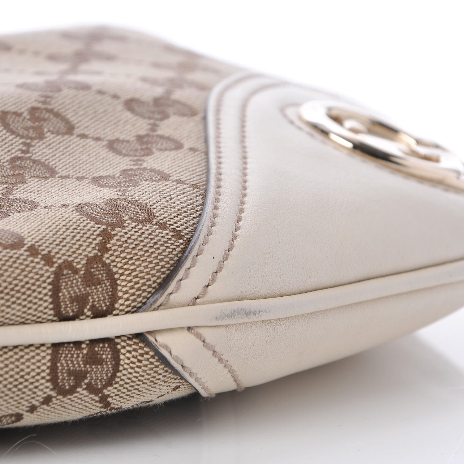 Gucci Monogram Medium New Britt Half Moon Hobo White 8 of 8