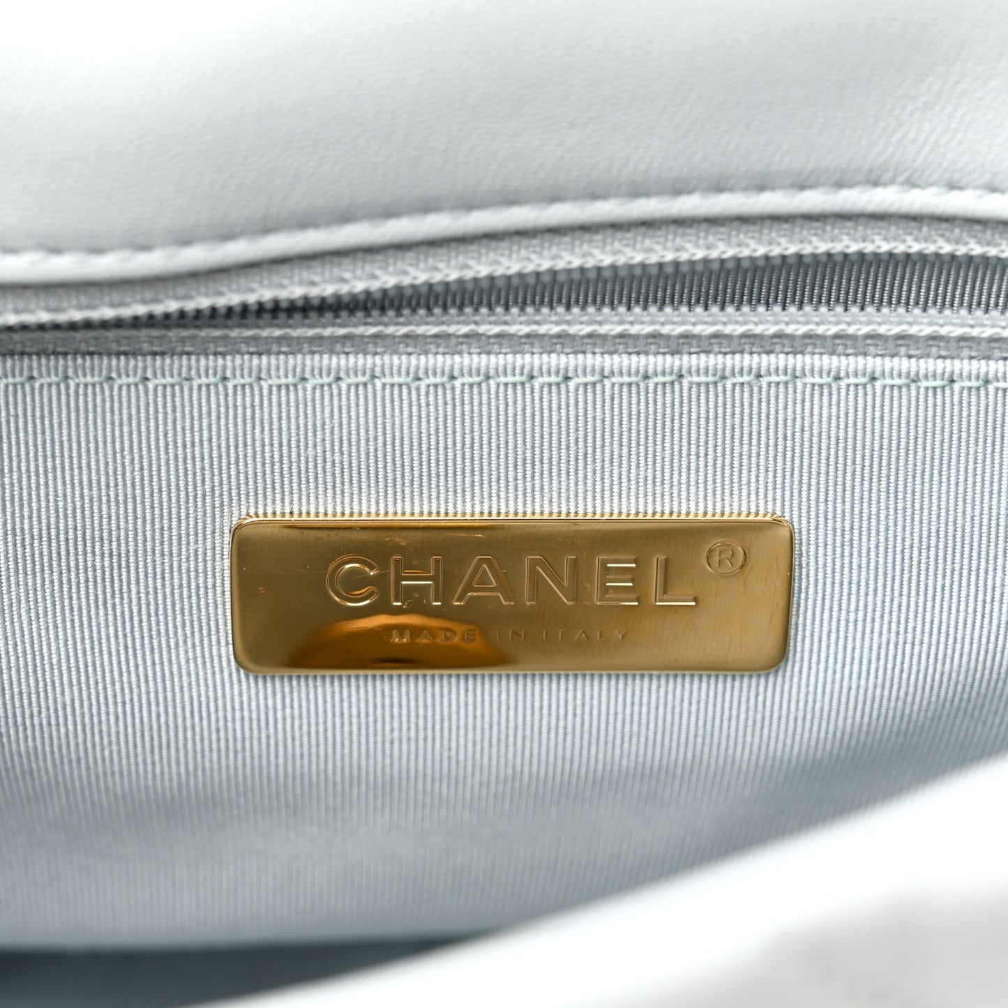 Lambskin Quilted Medium Chanel 19 Flap Light Blue