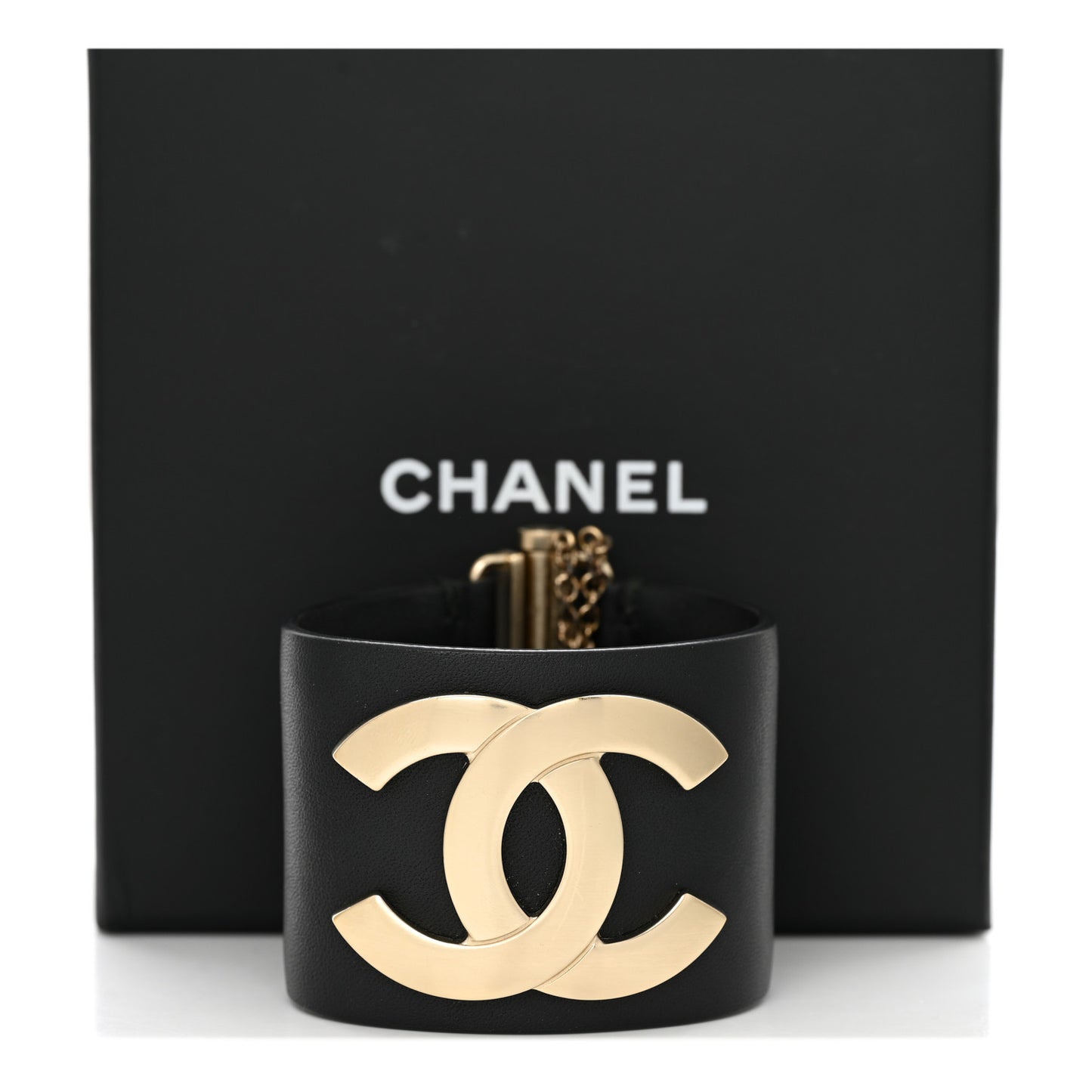 Calfskin CC Wide Cuff S Black Gold