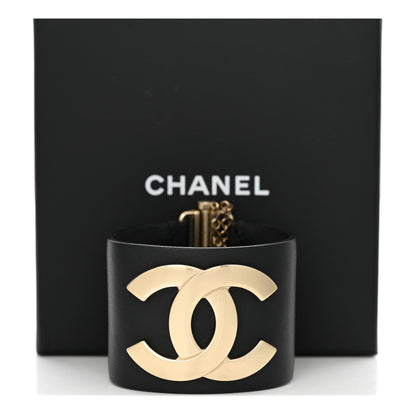 Chanel Calfskin CC Wide Cuff S Black Gold 11 of 11