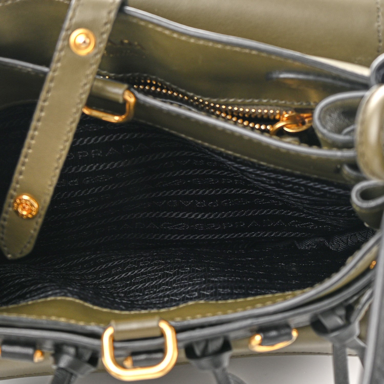 Prada Saffiano Cuir Calf Corsaire Bag Militare Black 4 of 14