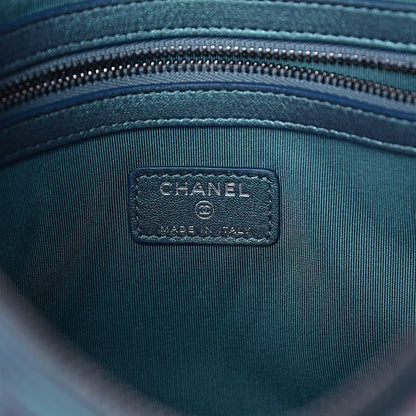 Chanel Iridescent Lambskin Quilted Medium Cosmetic Case Turquoise 6 of 8
