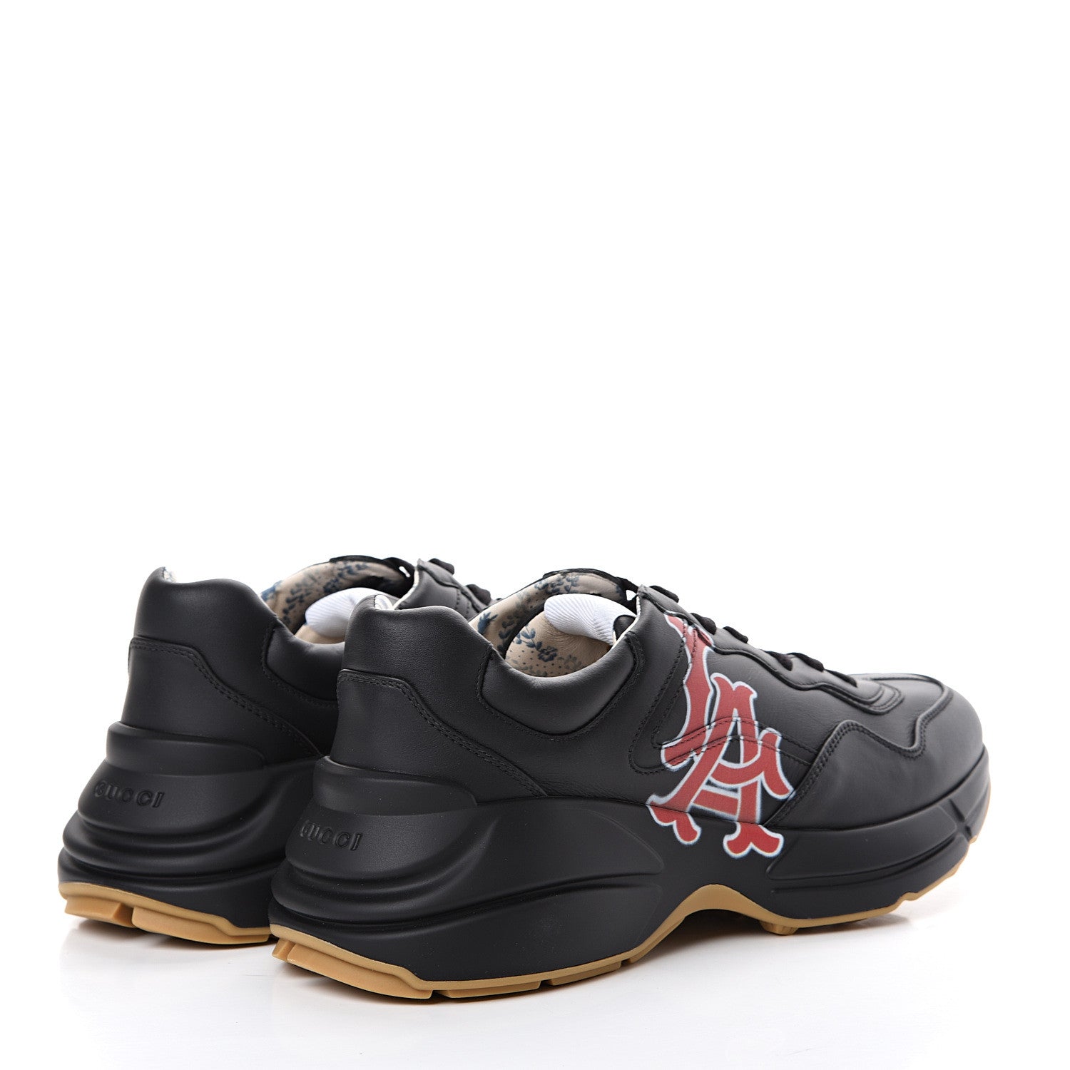 Gucci X MLB Calfskin LA Dodgers Mens Rhyton Sneakers 8.5 Black 4 of 9