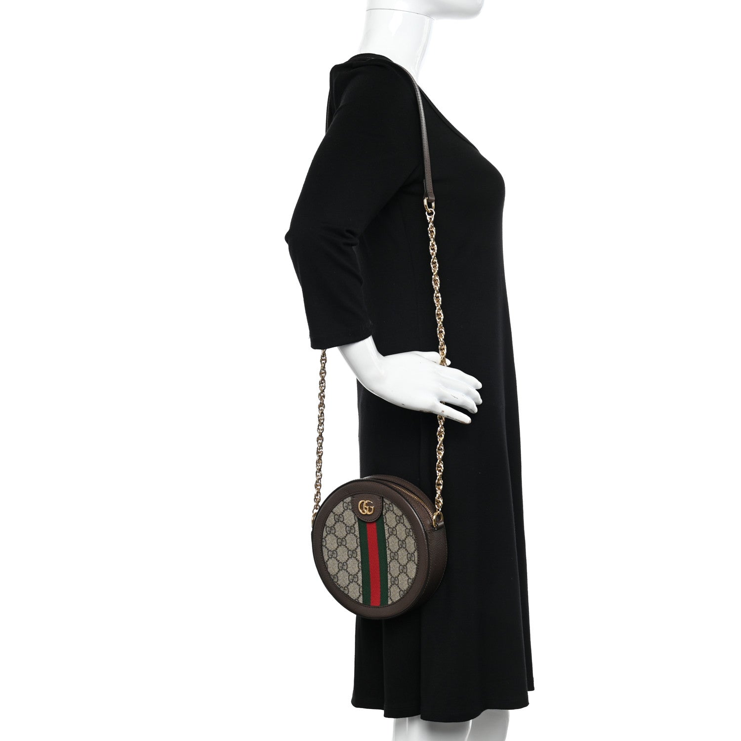 Gucci GG Supreme Monogram Web Mini Ophidia Round Shoulder Bag Brown 2 of 12