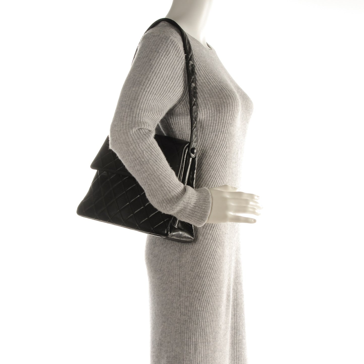 Lambskin Quilted Flap Shoulder Bag Black
