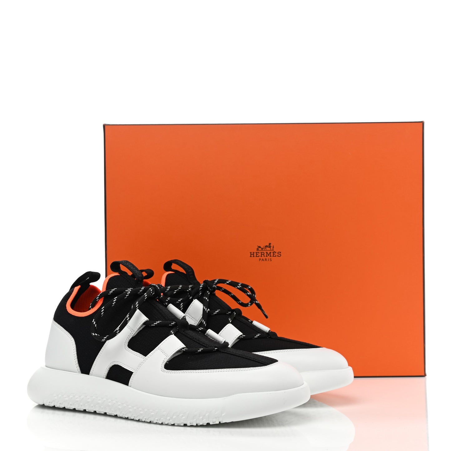 Technical Canvas Calfskin Womens Duel Sneakers 40 White Black