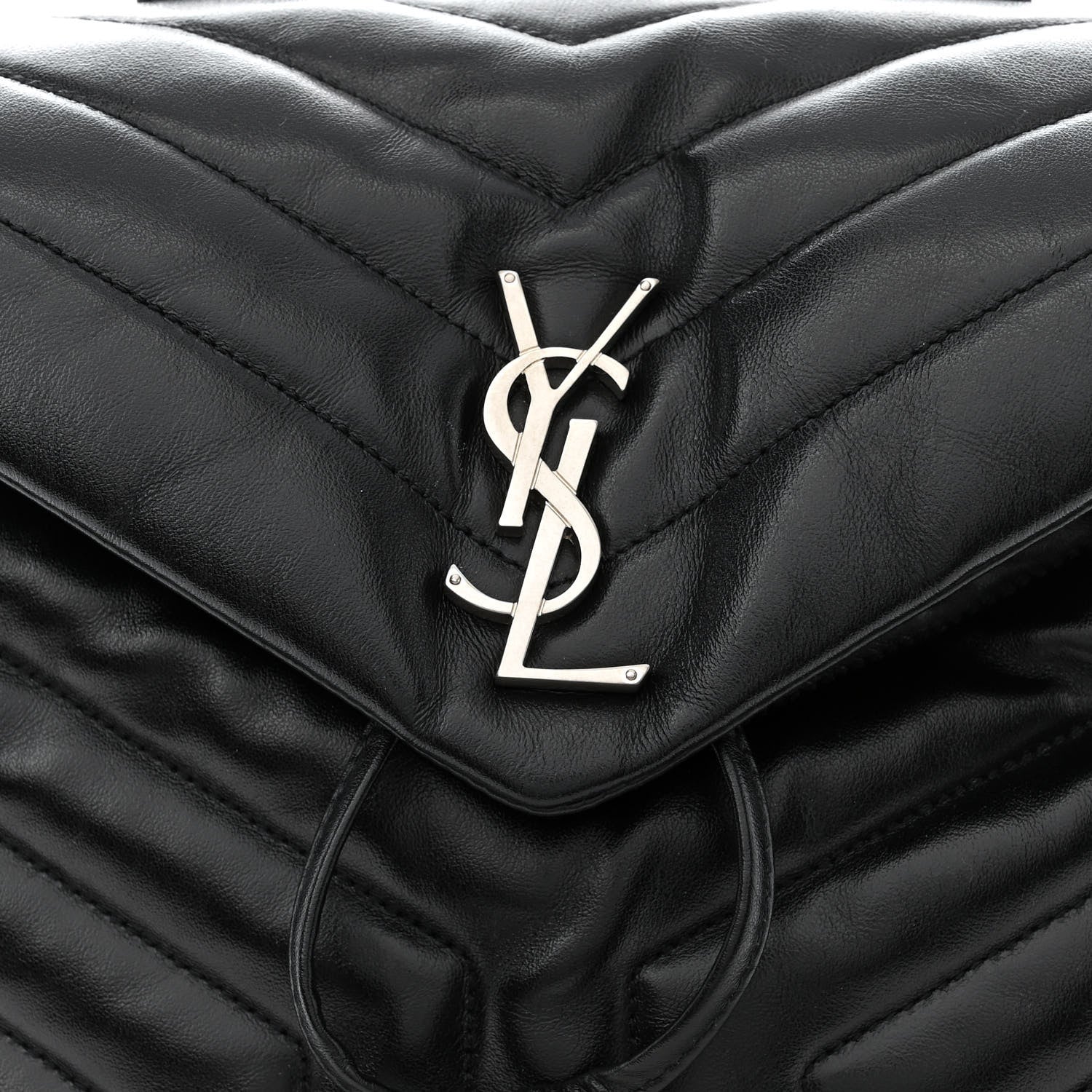 Saint Laurent Calfskin Y Quilted Monogram Small Loulou Backpack Black 9 of 13