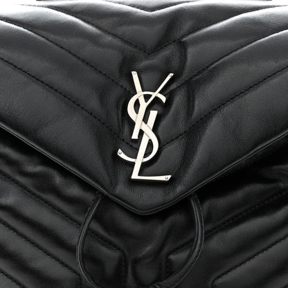 Saint Laurent Calfskin Y Quilted Monogram Small Loulou Backpack Black 9 of 13