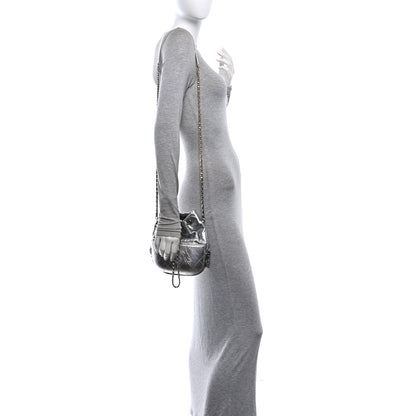 Chanel Metallic Aged Calfskin Quilted Small Gabrielle Bucket Silver 2 of 9