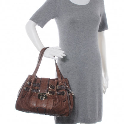 Jimmy Choo Leather Watersnake Trim Riki Tote Bag Brown 2 of 8