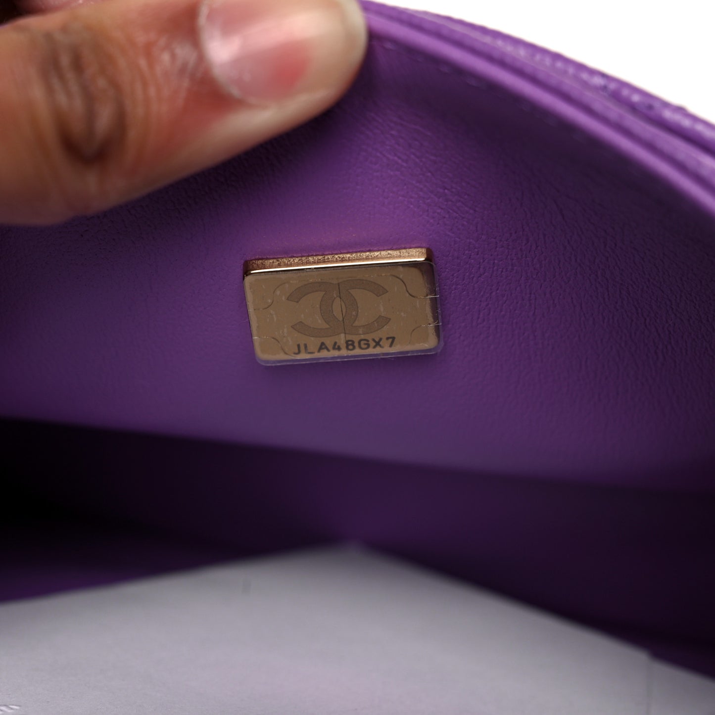 Caviar Quilted Small Double Flap Purple