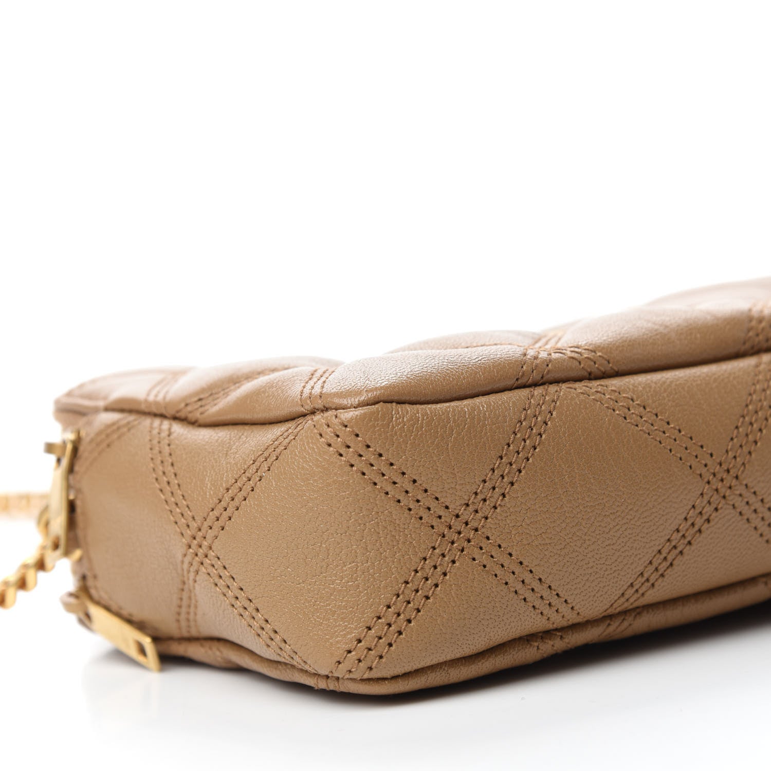 Saint Laurent Grained Lambskin Quilted Mini Becky Double Zip Bag Dark Beige 6 of 11