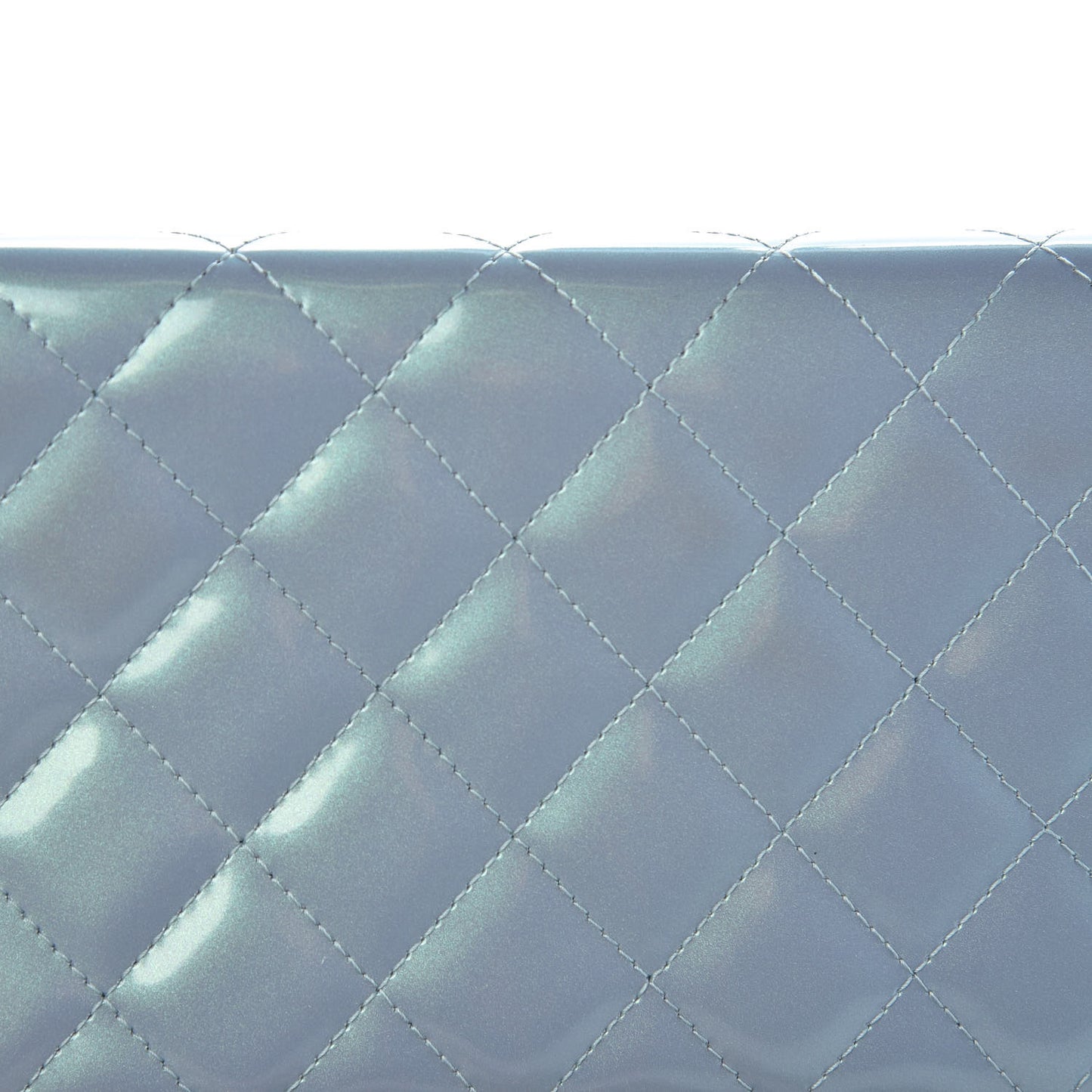 Metallic Patent Calfskin Quilted Boy Wallet on Chain WOC Light Blue