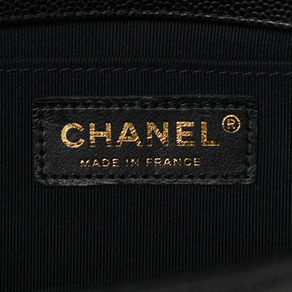 Chanel Caviar Chevron Quilted Medium Boy Flap Black 6 of 10