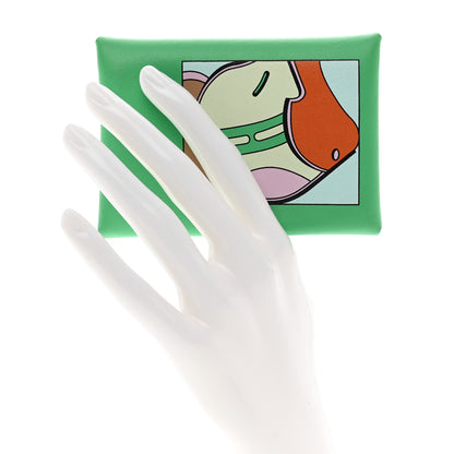 Hermes Swift Compact Saddle Print Calvi Duo Card Case Vert Comics 2 of 7
