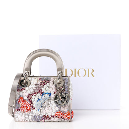 Christian Dior Satin Beaded Sequin Mini Lady Dior Grey Multicolor 11 of 11