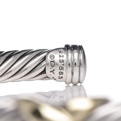 David Yurman Sterling Silver 14K Yellow Gold 5mm X Station Cable Bracelet 4 of 5