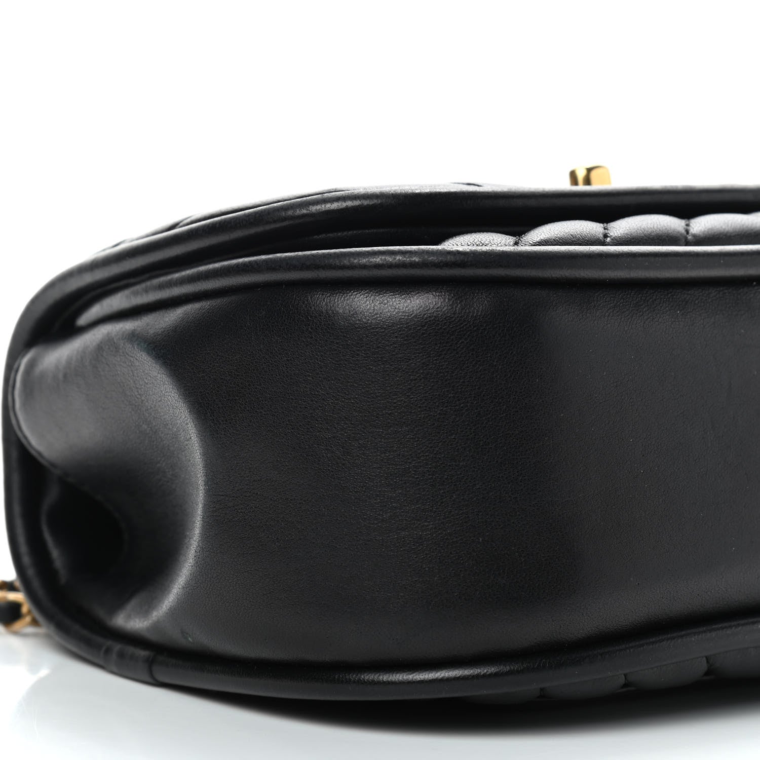 Chanel Lambskin Reverse Chevron Quilted Mini Round Top Handle Flap Black 8 of 9