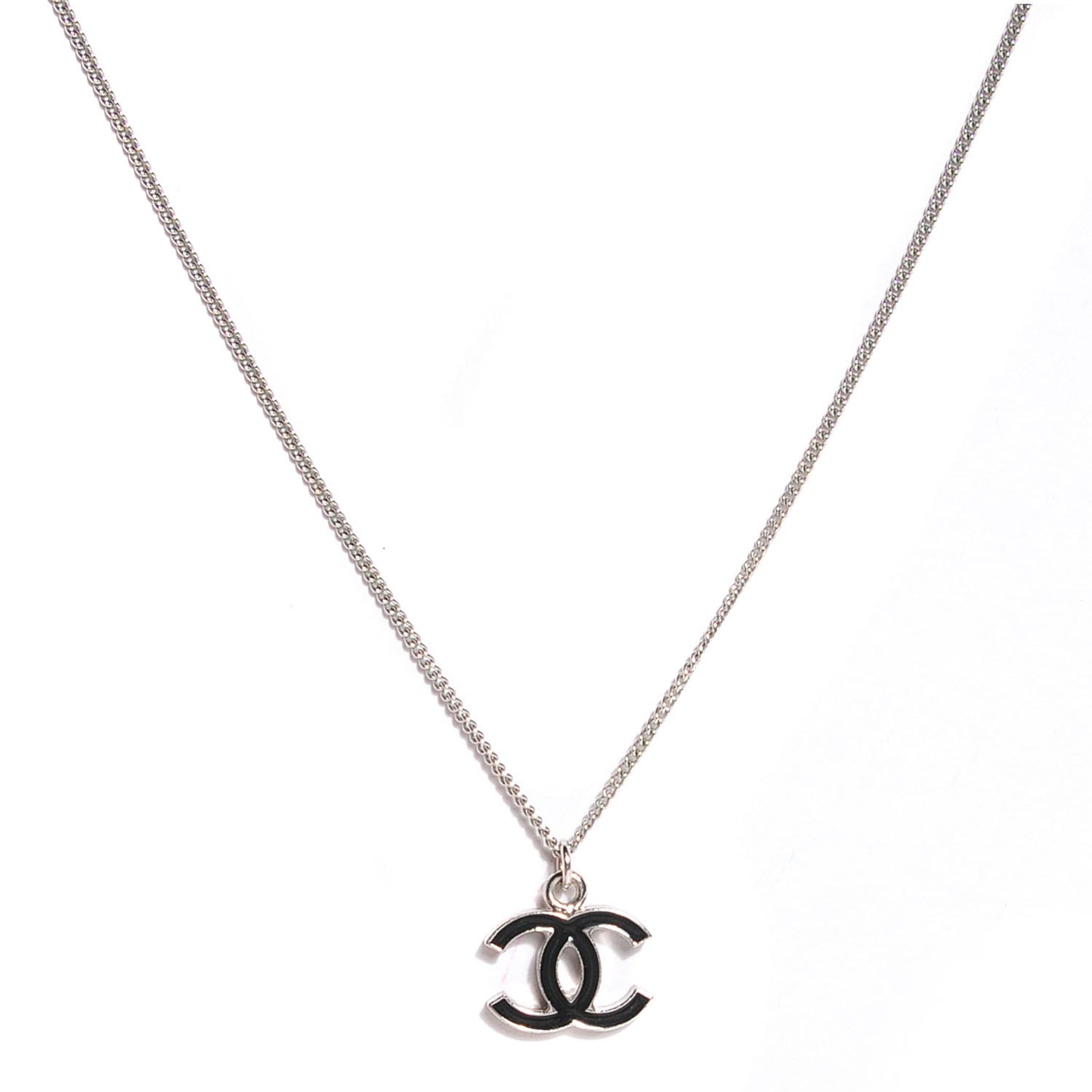 Enamel CC Necklace Black