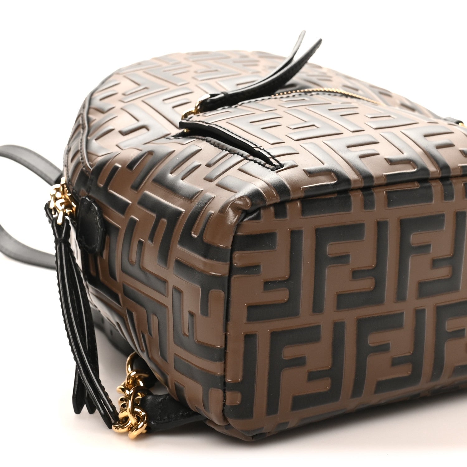 Fendi Vitello Bi-Color FF 1974 Embossed Mini Backpack Maya Black 9 of 11
