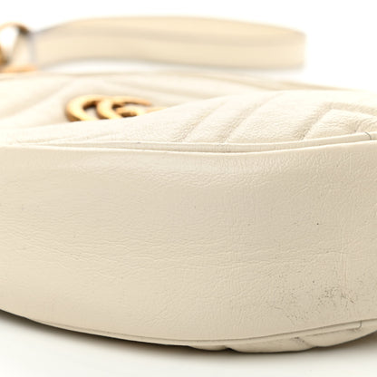 Gucci Calfskin Matelasse Mini GG Marmont Round Shoulder Bag White 9 of 12