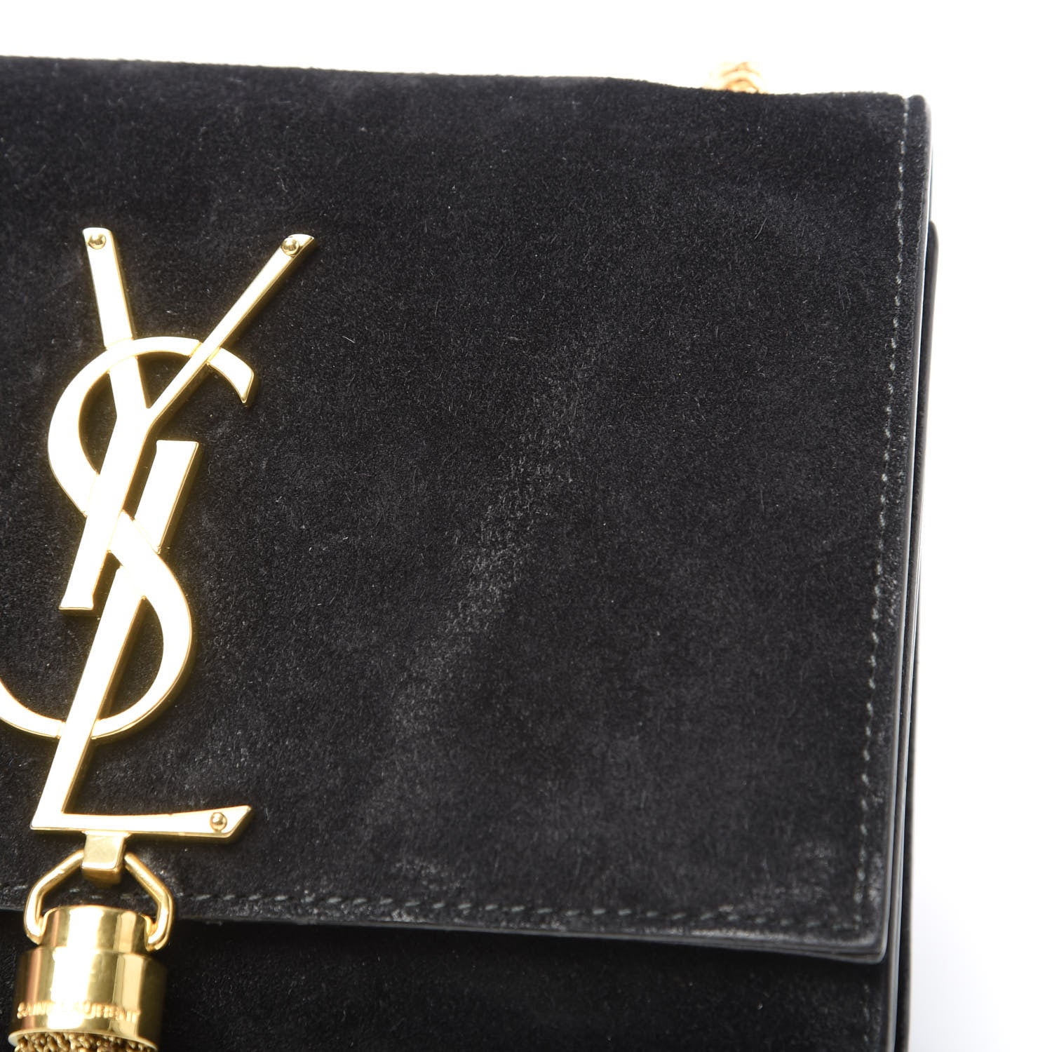 Saint Laurent Suede Small Classic Monogram Kate Tassel Satchel Black 16 of 16