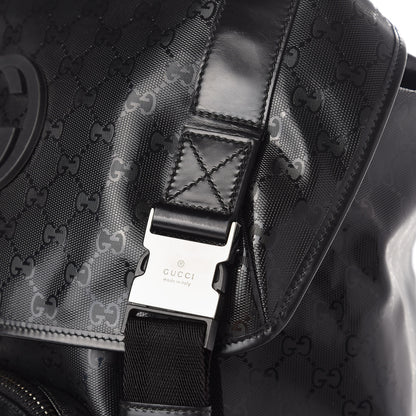 Gucci Imprime Monogram Large Interlocking G Double Buckle Backpack Black 13 of 14