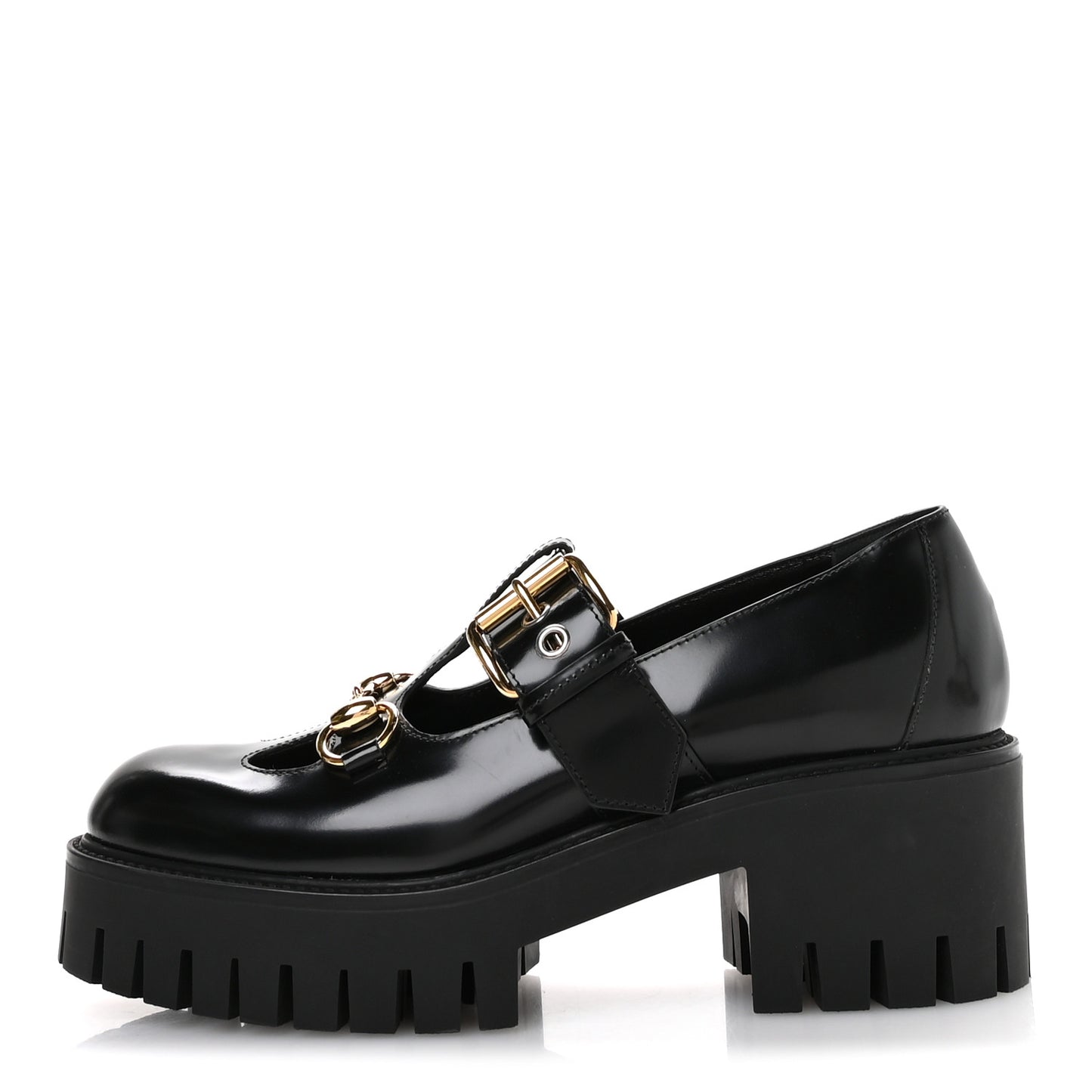 Cordovan Lux Womens Horsebit Platform Mary Jane Loafers 38.5 Black