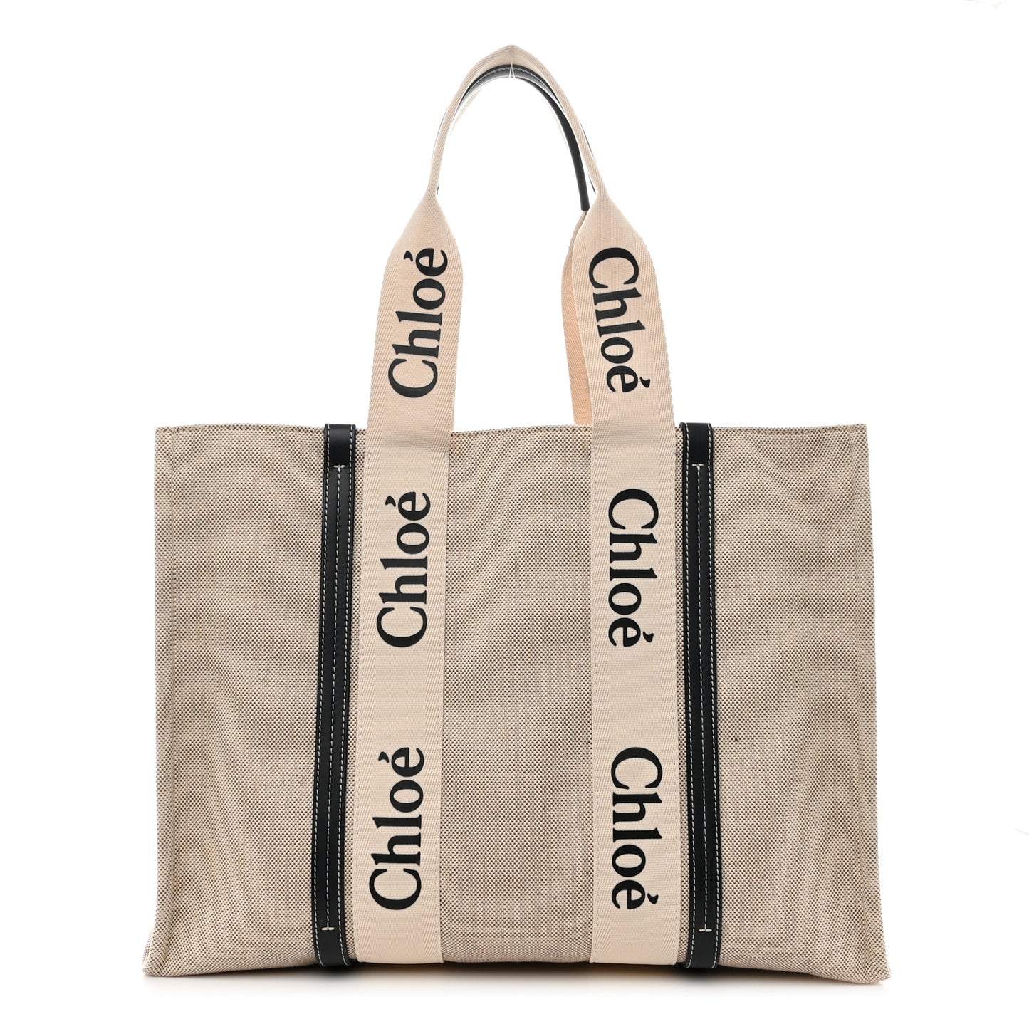 Cotton Calfskin Large Woody Ribbon Tote White Blue