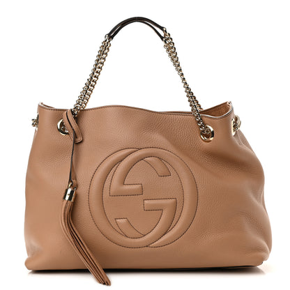 Gucci Pebbled Calfskin Medium Soho Chain Shoulder Bag Camelia 1 of 12