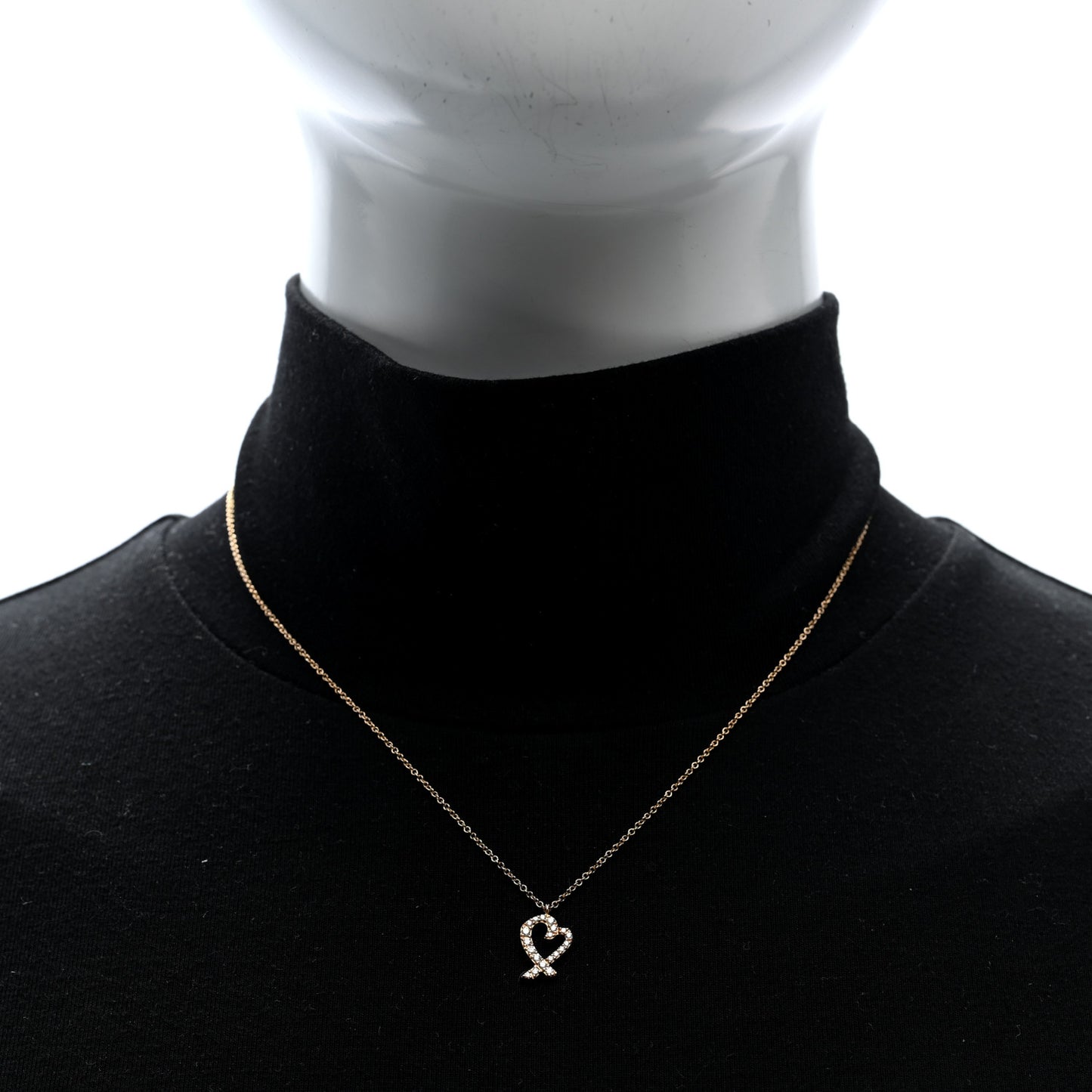 18K Rose Gold Diamond Mini Paloma Picasso Loving Heart Pendant Necklace