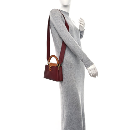 Louis Vuitton Taurillon Ostrich Mini Capucines Griotte Red Honey 2 of 9