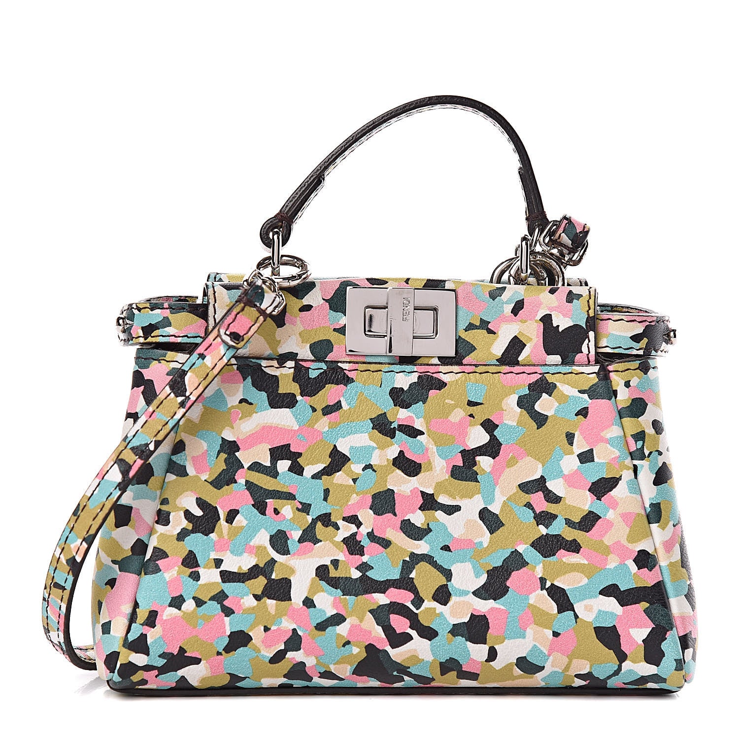 Fendi Vitello Seta Granite Micro Peekaboo Iconic Satchel Multicolor 1 of 9