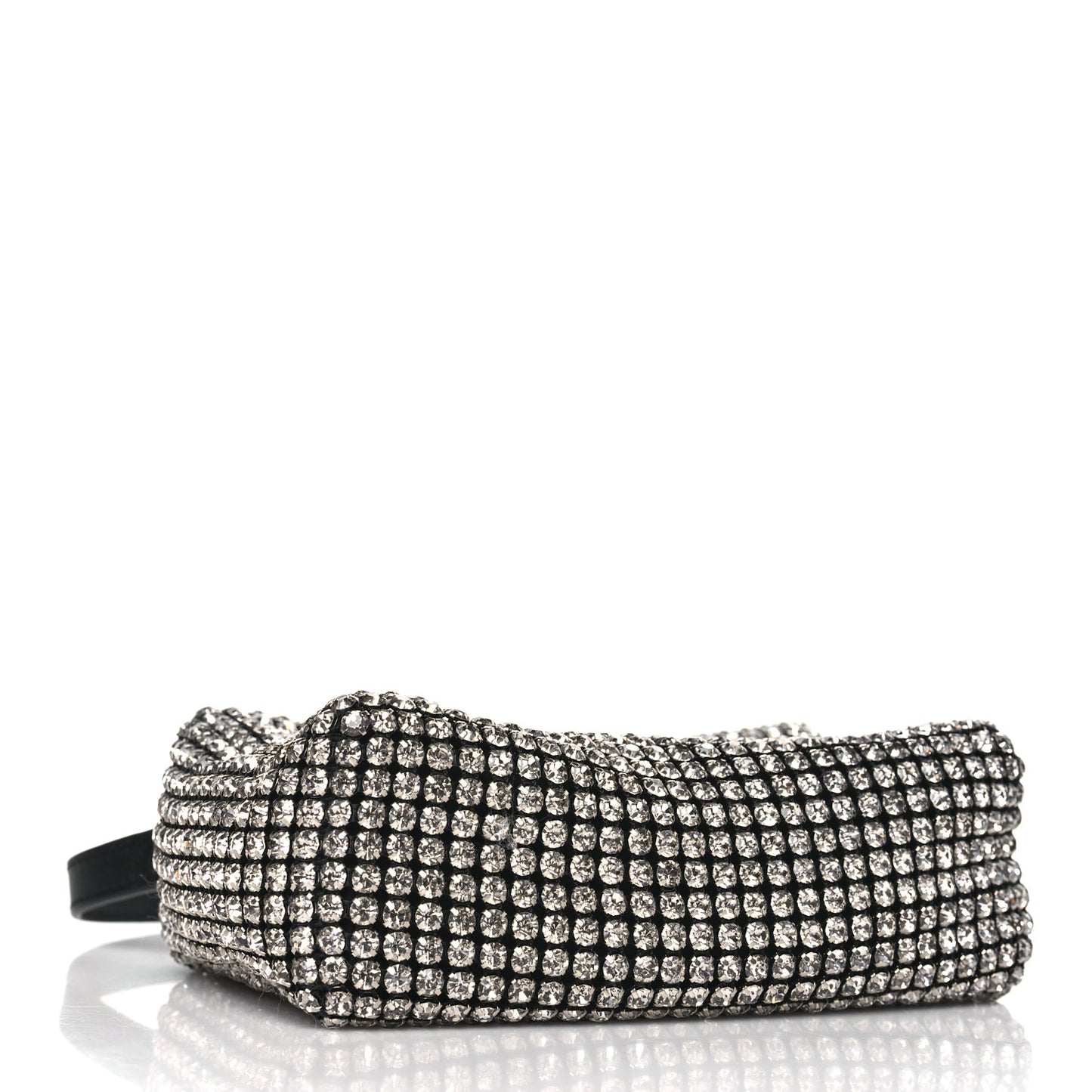 ALEXANDER WANG Mesh Crystal Rhinestone Mini Heiress Pouch Black Silver