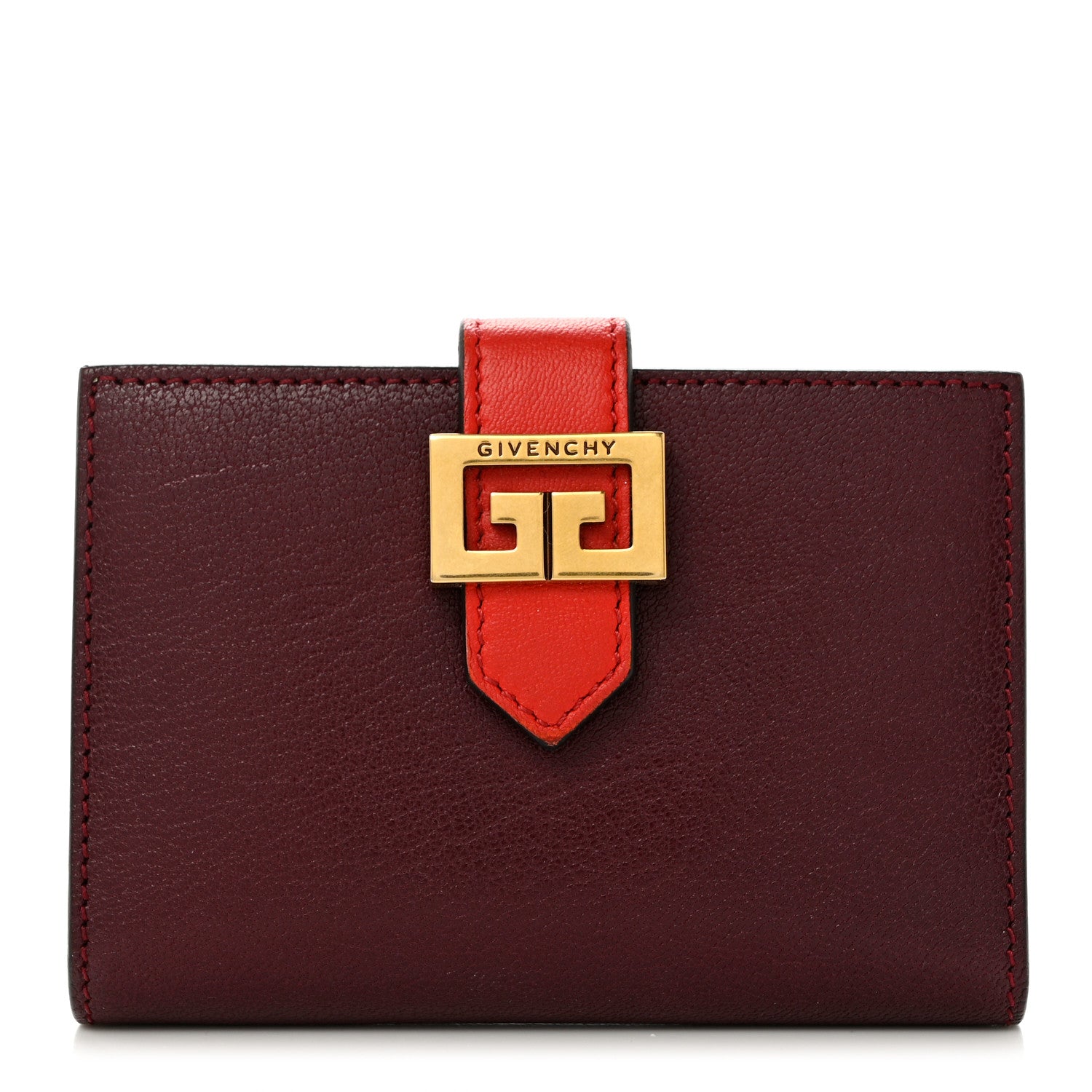 Givenchy Sugar Goatskin GV3 Wallet Bordeaux 1 of 9