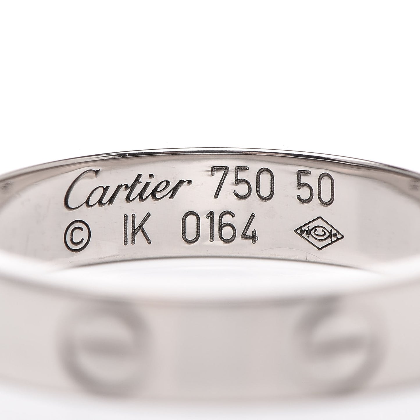 18K White Gold 3.5mm LOVE Wedding Band Ring 50 5.25