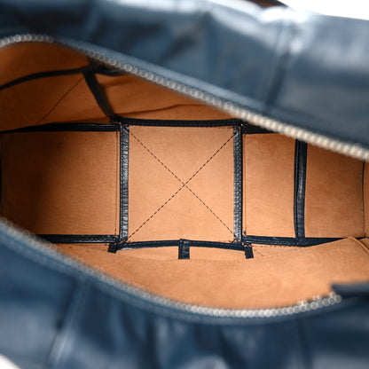 Bottega Veneta Paper Calfskin Maxi Intreccio Medium Arco Camera Bag Deep Blue 5 of 11