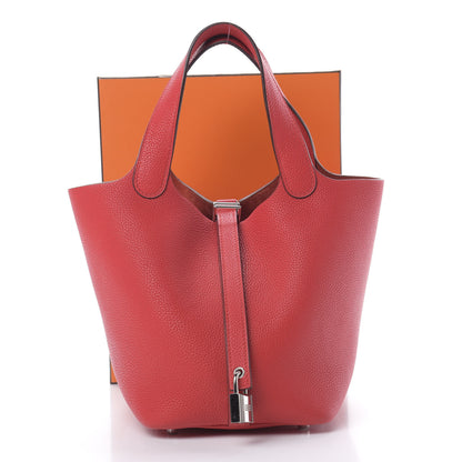 Hermes Taurillon Maurice Picotin Lock 18 PM Rouge de Coeur 12 of 12
