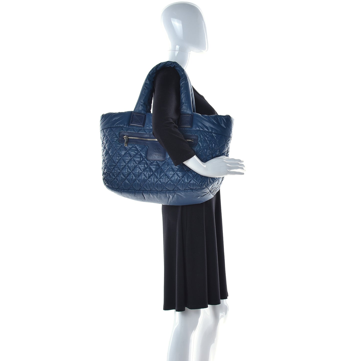 Nylon Quilted Large Coco Cocoon Tote Blue