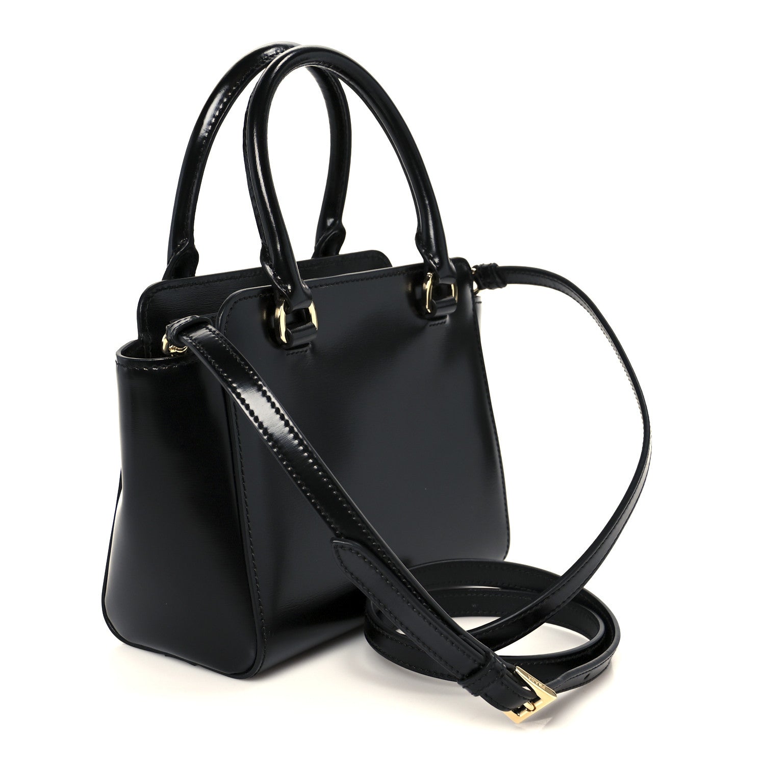 Prada Brushed Calfskin Mini Zippered Crossbody Tote Black 3 of 9