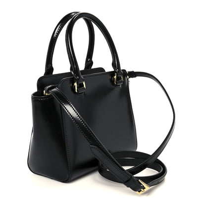 Prada Brushed Calfskin Mini Zippered Crossbody Tote Black 3 of 9