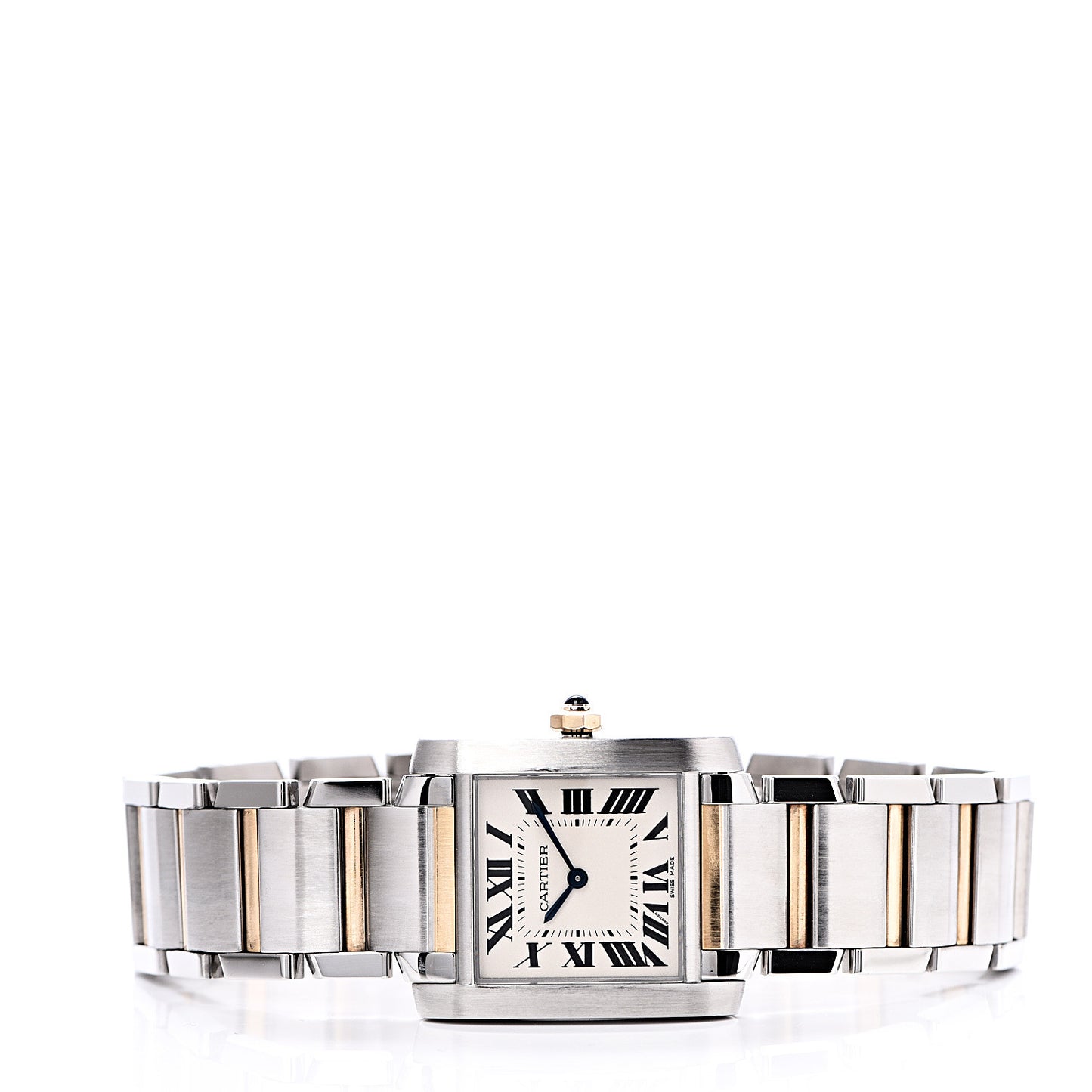 Stainless Steel 18K Yellow Gold 25mm Tank Francaise Quartz Watch
