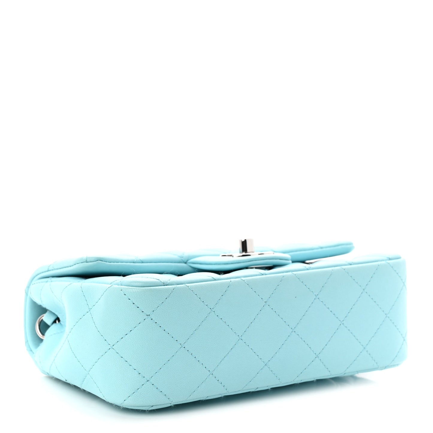 Lambskin Quilted Mini Rectangular Flap Neon Blue