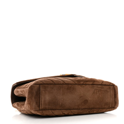 Saint Laurent Suede Matelasse Chevron Monogram Medium College Bag Bark Brown 4 of 15