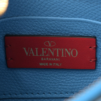 Valentino Garavani Grainy Calfskin Mini Vlogo Hobo Bag Blue 6 of 10