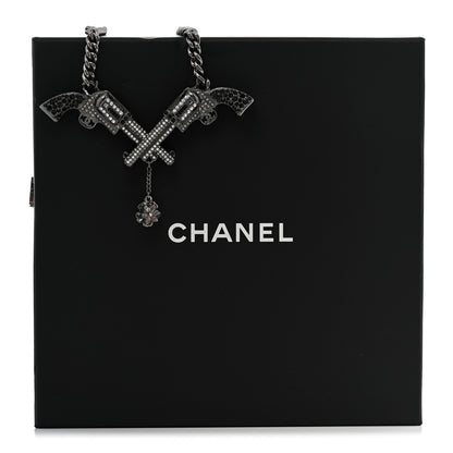 Chanel Baguette Crystal Ruthenium CC Paris Dallas Double Gun Drop Necklace 9 of 9