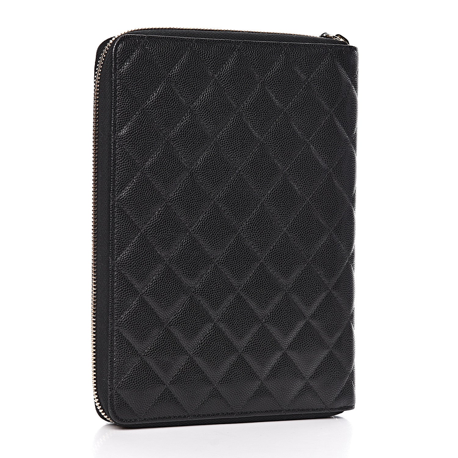 Chanel Caviar Quilted Zip Around Notebook Agenda Cover Black 3 of 11