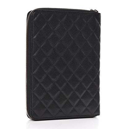 Chanel Caviar Quilted Zip Around Notebook Agenda Cover Black 3 of 11