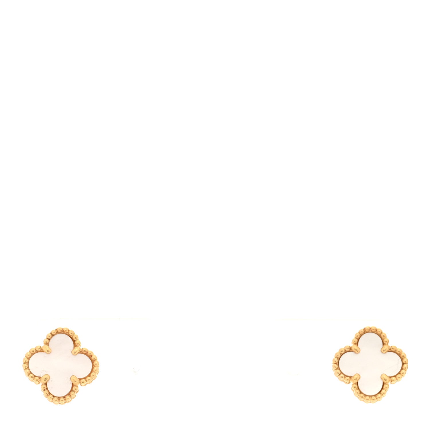 Van Cleef & Arpels 18K Yellow Gold Mother of Pearl Sweet Alhambra Earrings 1 of 4